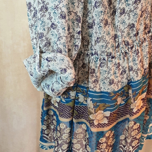 Lucky Brand Women’s Tunic Sheer Buttons Lightweight Peasant Floral - Picture 6 of 11